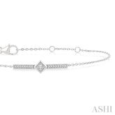 1/10 Ctw Round Cut Diamond Horizontal Bar Fashion Chain Bracelet in 10K White Gold